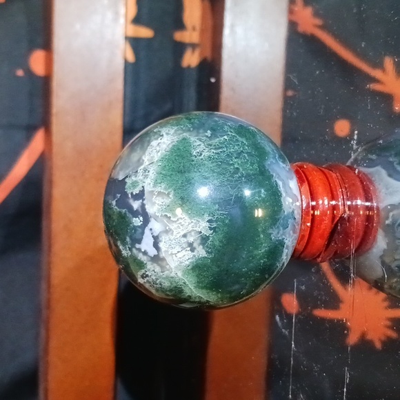 Moss Agate Sphere - Picture 5 of 12
